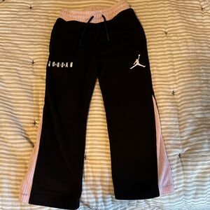 Jordan Kids Black Joggers with Pink Stripes